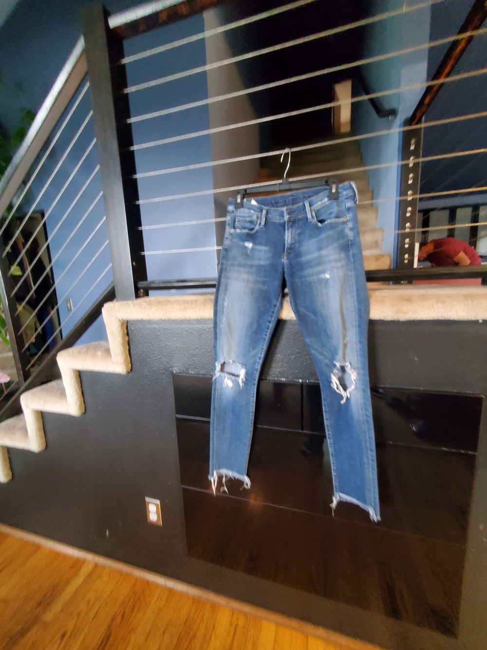 Citizens Of Humanity Distressed Straight Leg Jeans in Blue